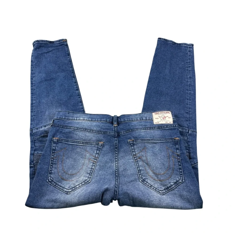 True Religion Rocco Relaxed Skinny Mens Stretch Denim Moto Jeans 33x32 Blue